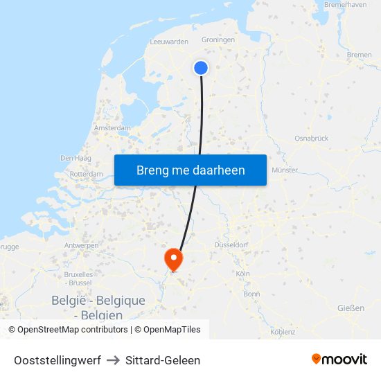 Ooststellingwerf to Sittard-Geleen map