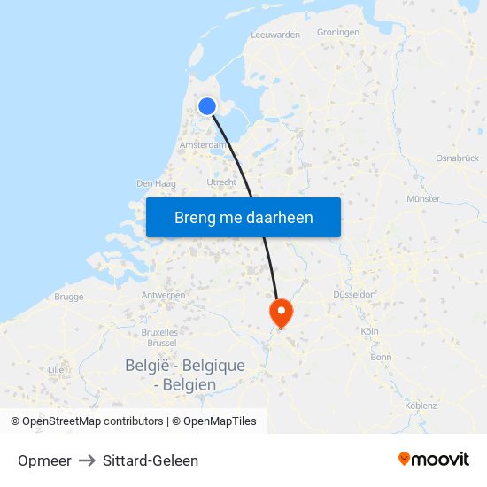 Opmeer to Sittard-Geleen map