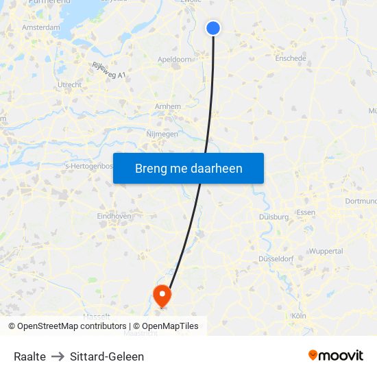 Raalte to Sittard-Geleen map