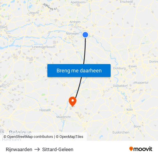 Rijnwaarden to Sittard-Geleen map