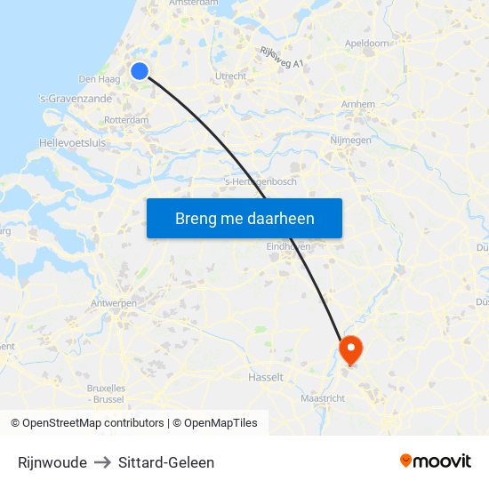 Rijnwoude to Sittard-Geleen map