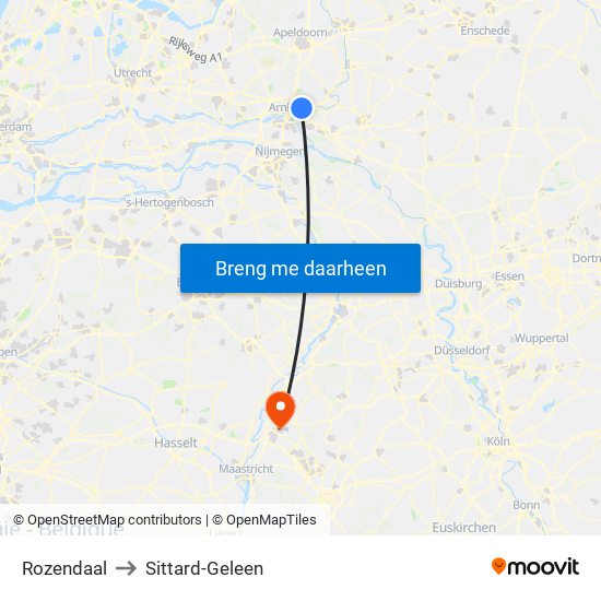 Rozendaal to Sittard-Geleen map