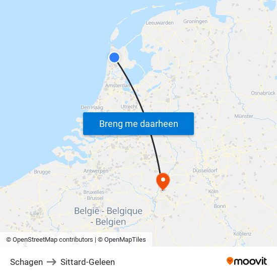 Schagen to Sittard-Geleen map