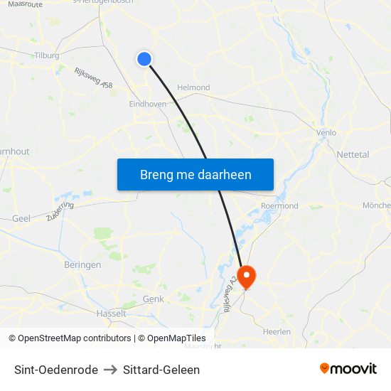 Sint-Oedenrode to Sittard-Geleen map