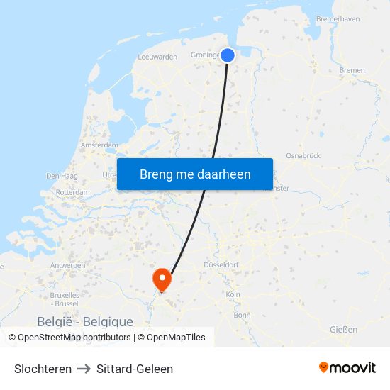 Slochteren to Sittard-Geleen map