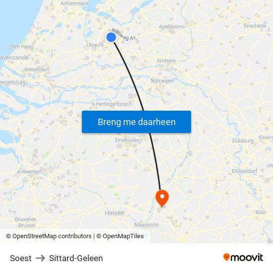 Soest to Sittard-Geleen map