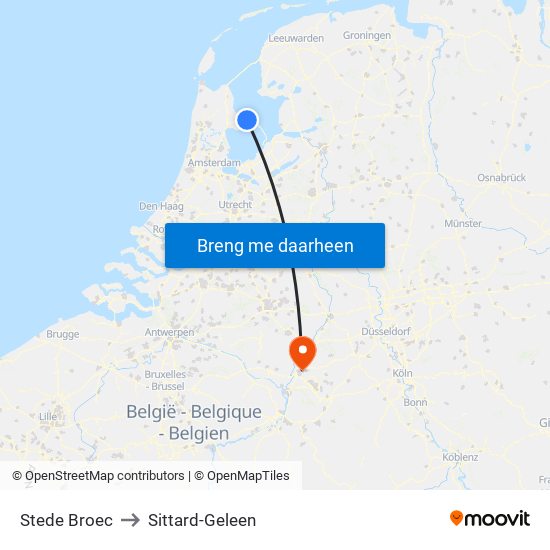 Stede Broec to Sittard-Geleen map