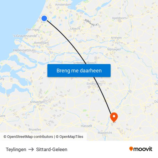 Teylingen to Sittard-Geleen map