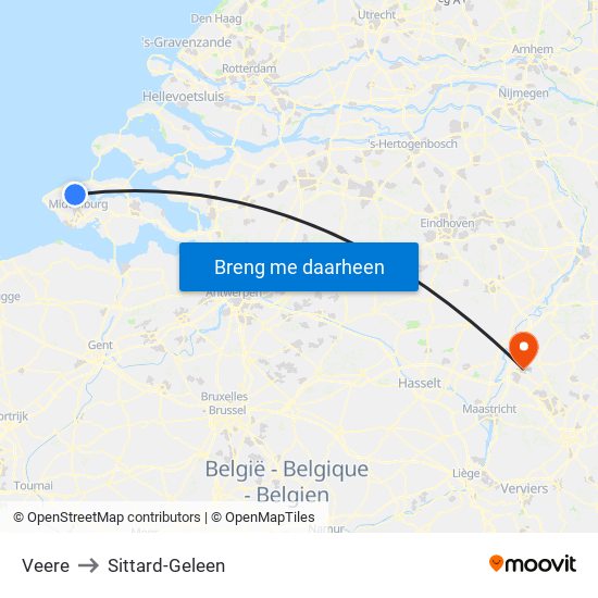 Veere to Sittard-Geleen map