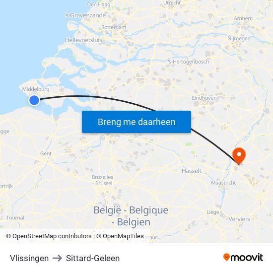 Vlissingen to Sittard-Geleen map
