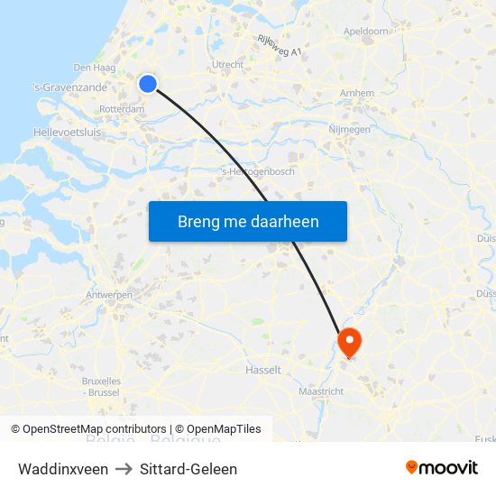 Waddinxveen to Sittard-Geleen map