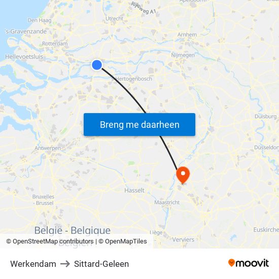 Werkendam to Sittard-Geleen map