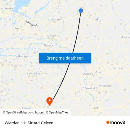 Wierden to Sittard-Geleen map