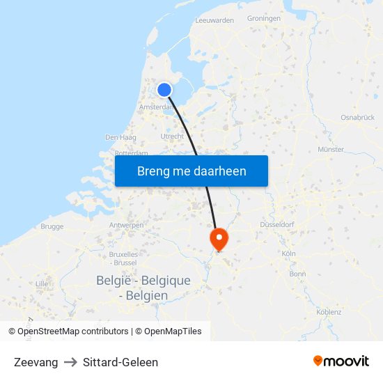 Zeevang to Sittard-Geleen map