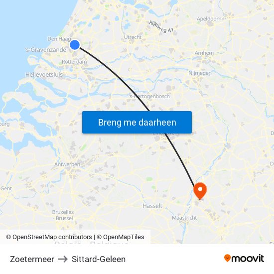 Zoetermeer to Sittard-Geleen map