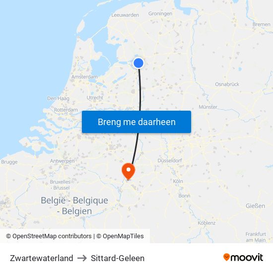 Zwartewaterland to Sittard-Geleen map