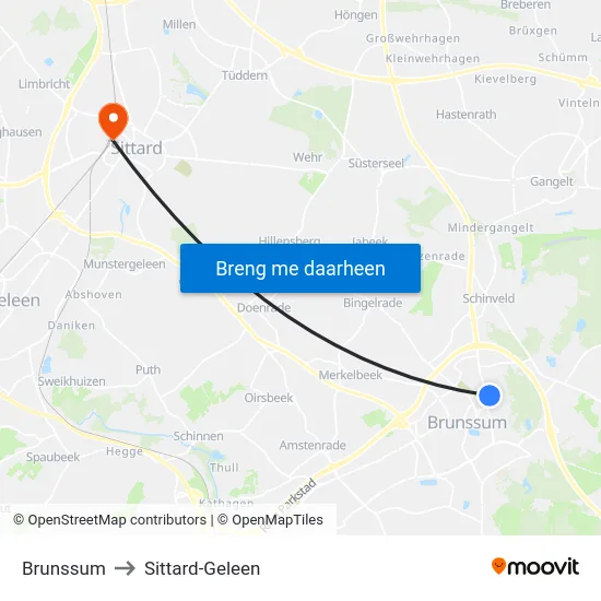 Brunssum to Sittard-Geleen map
