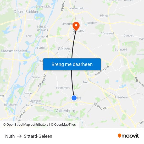 Nuth to Sittard-Geleen map