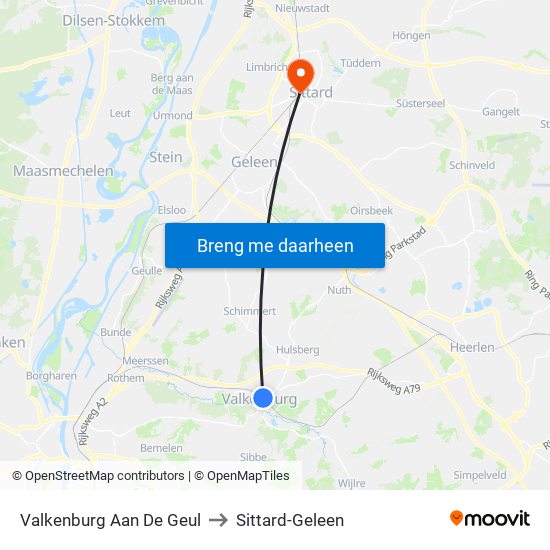 Valkenburg Aan De Geul to Sittard-Geleen map