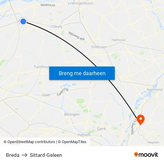 Breda to Sittard-Geleen map