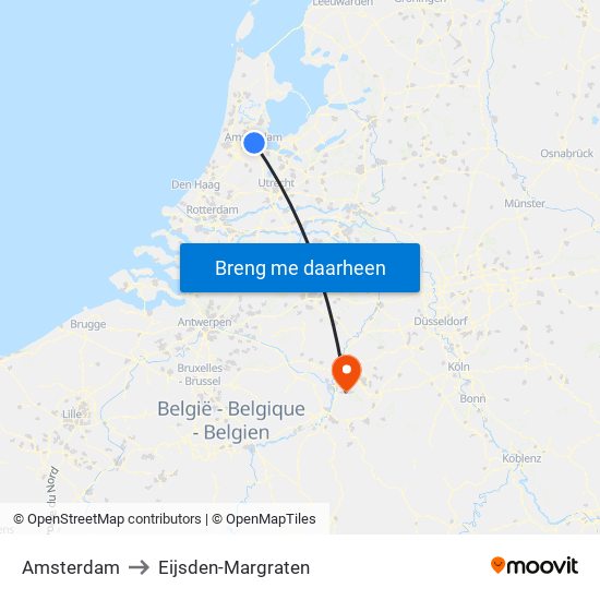 Amsterdam to Eijsden-Margraten map