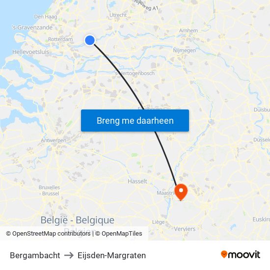 Bergambacht to Eijsden-Margraten map