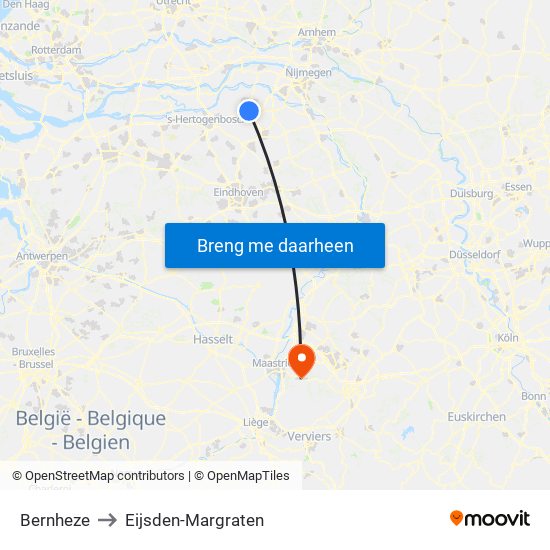 Bernheze to Eijsden-Margraten map