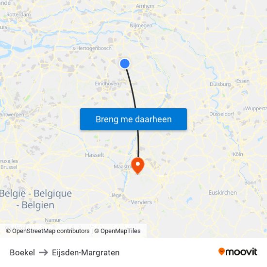Boekel to Eijsden-Margraten map