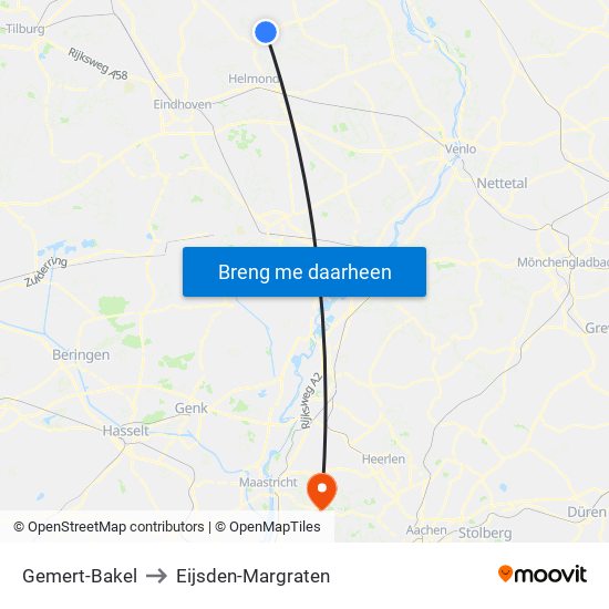 Gemert-Bakel to Eijsden-Margraten map