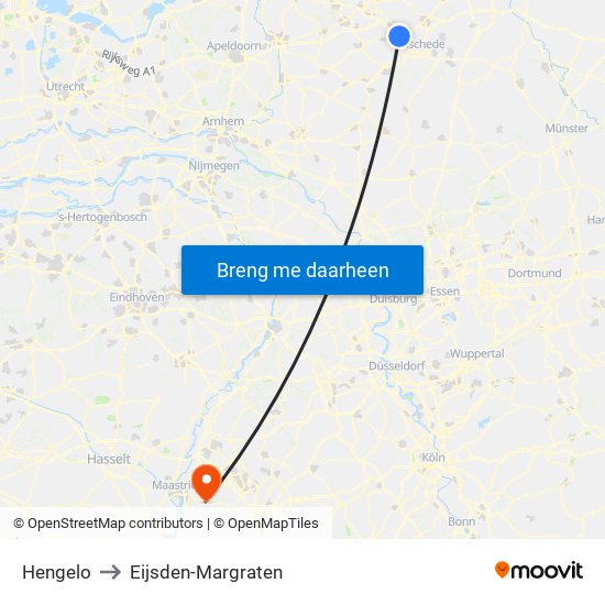Hengelo to Eijsden-Margraten map