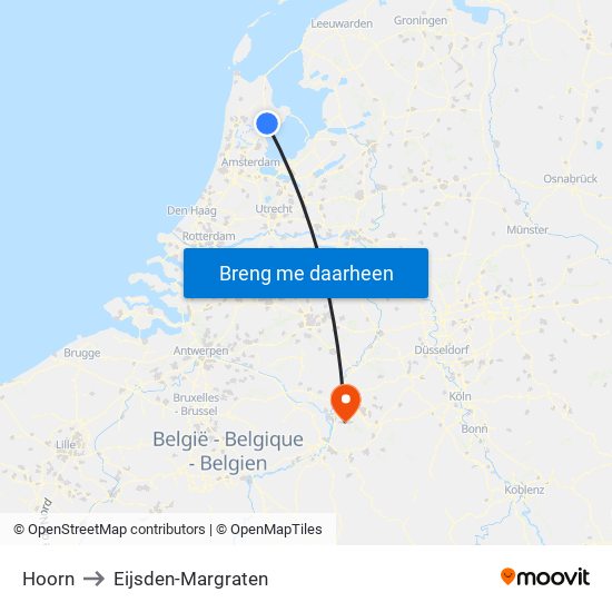 Hoorn to Eijsden-Margraten map