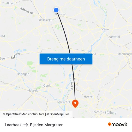 Laarbeek to Eijsden-Margraten map