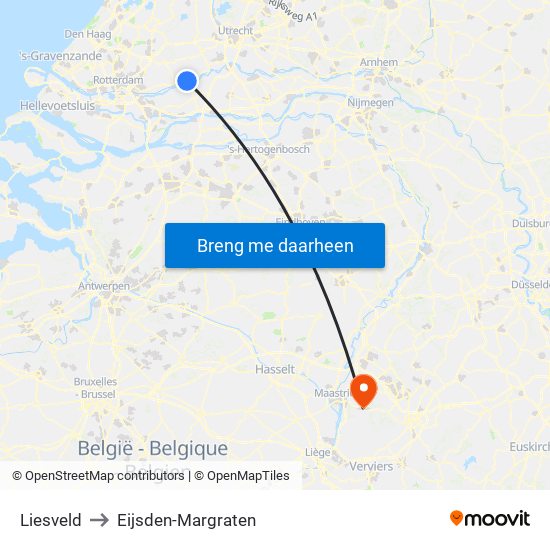 Liesveld to Eijsden-Margraten map