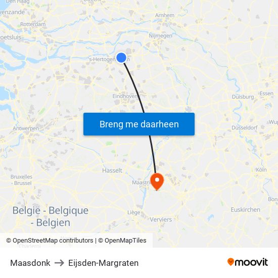 Maasdonk to Eijsden-Margraten map