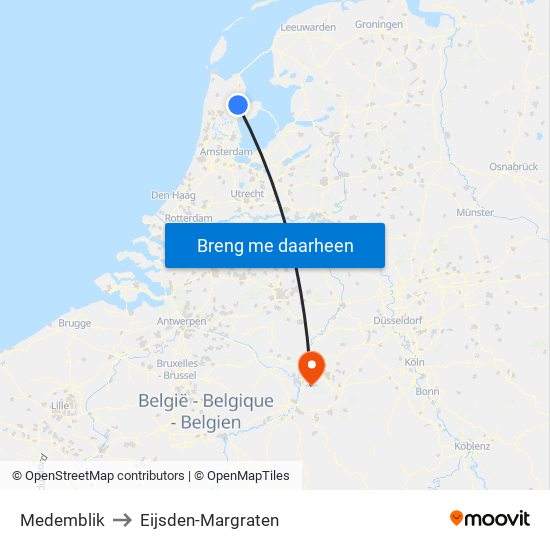 Medemblik to Eijsden-Margraten map