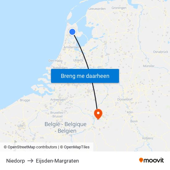 Niedorp to Eijsden-Margraten map