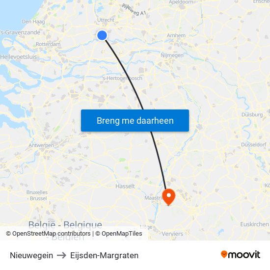 Nieuwegein to Eijsden-Margraten map