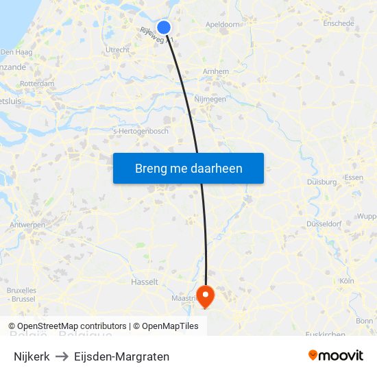 Nijkerk to Eijsden-Margraten map