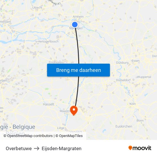 Overbetuwe to Eijsden-Margraten map