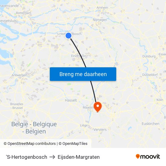 'S-Hertogenbosch to Eijsden-Margraten map