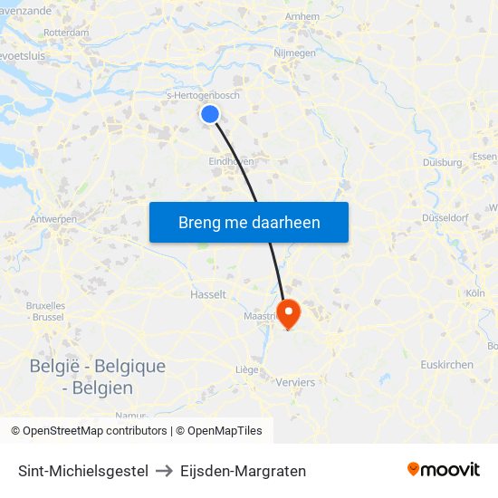 Sint-Michielsgestel to Eijsden-Margraten map