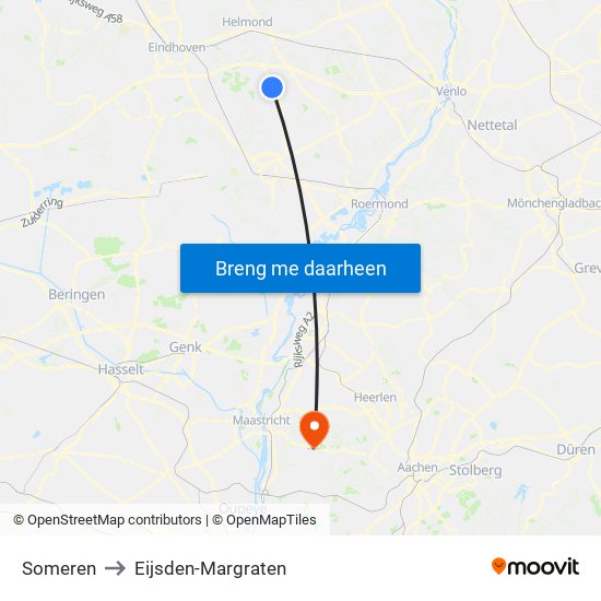 Someren to Eijsden-Margraten map