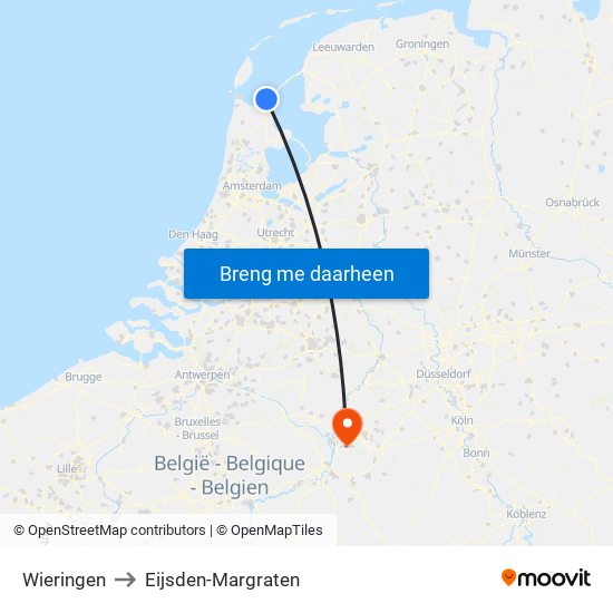 Wieringen to Eijsden-Margraten map