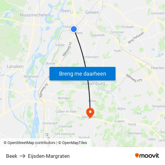 Beek to Eijsden-Margraten map