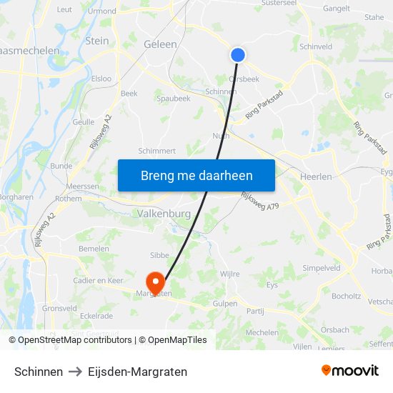 Schinnen to Eijsden-Margraten map