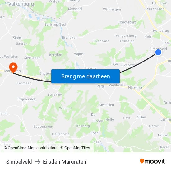 Simpelveld to Eijsden-Margraten map