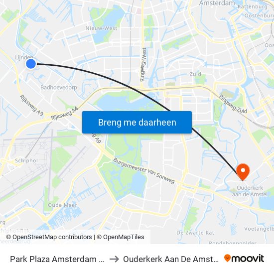 Park Plaza Amsterdam Airport to Ouderkerk Aan De Amstel Oost map