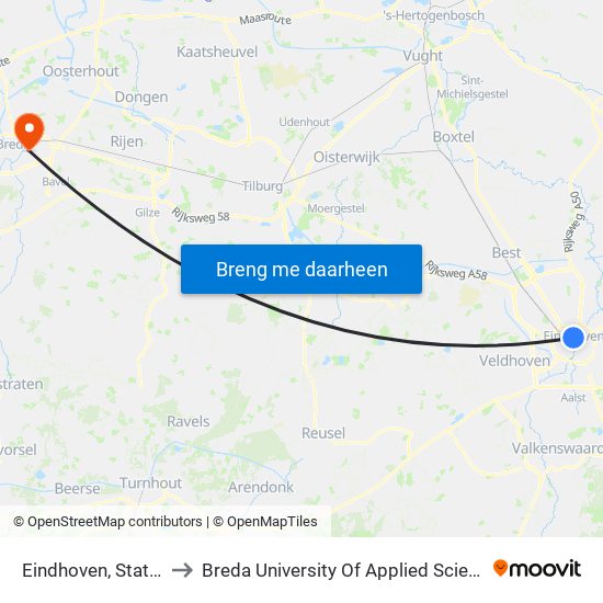 Eindhoven, Station to Breda University Of Applied Sciences map
