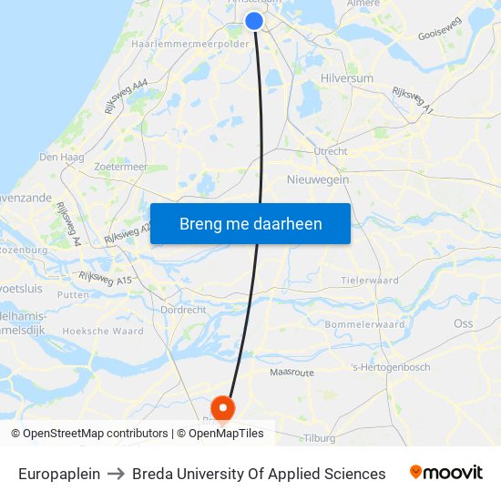 Europaplein to Breda University Of Applied Sciences map