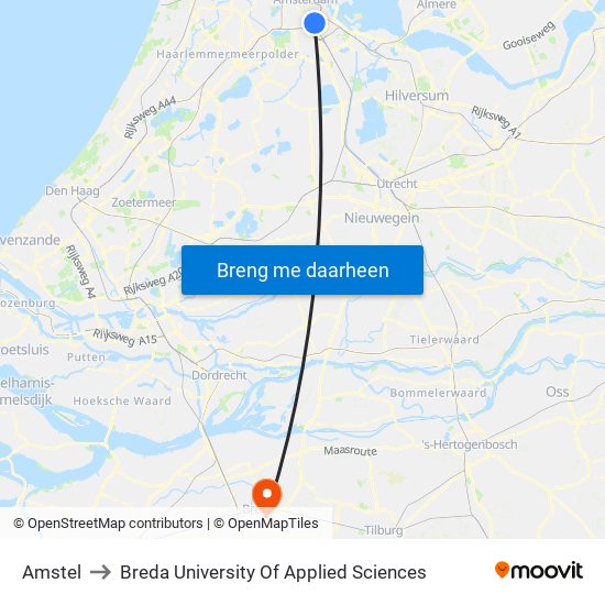 Amstel to Breda University Of Applied Sciences map
